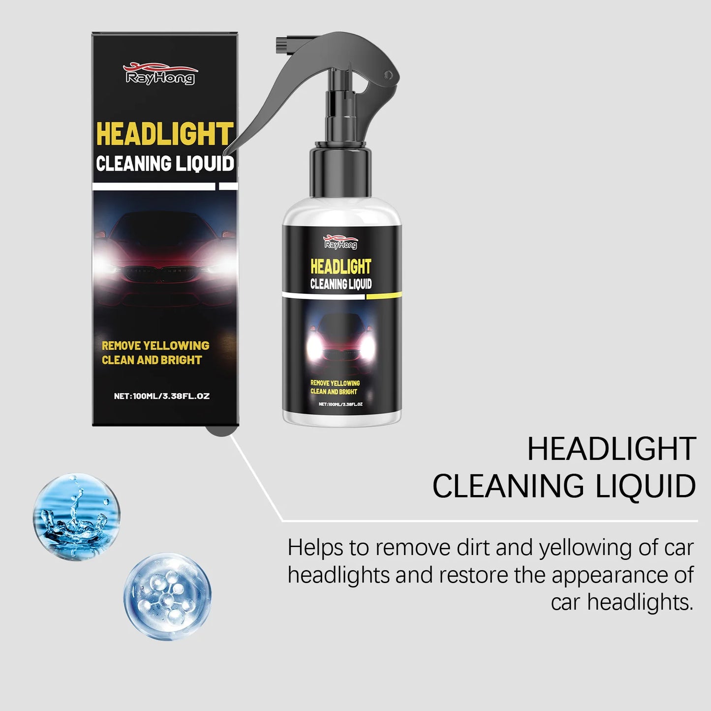 RayHong Car Headlight Cleaner & Restorer | 100ml Polish