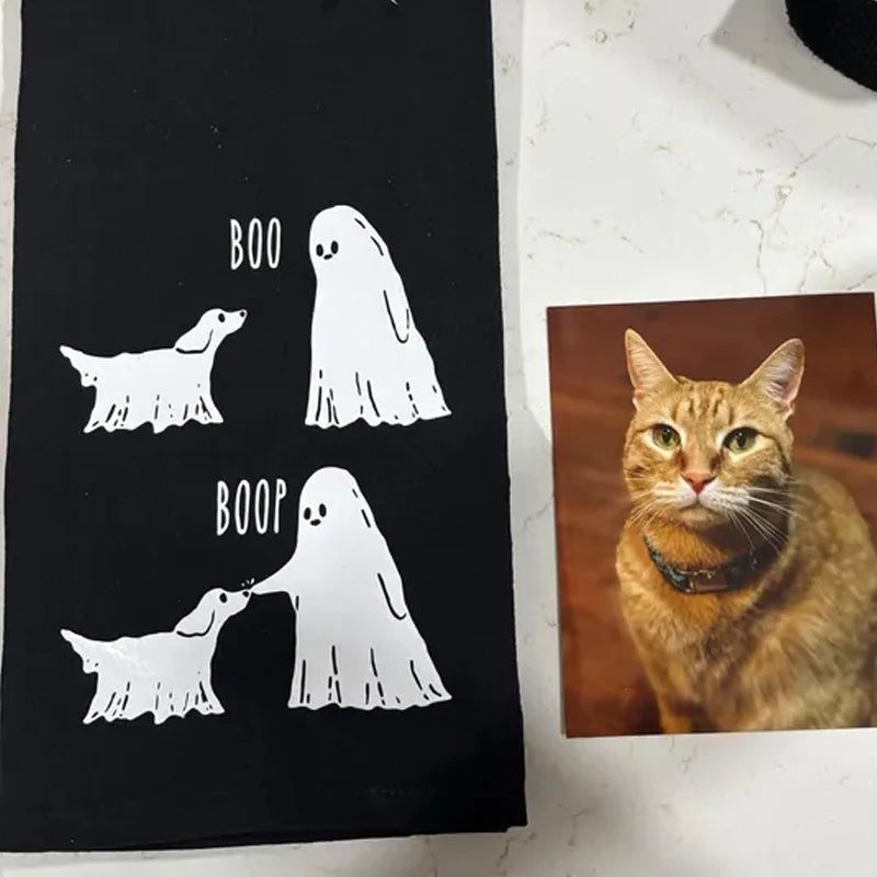 Boop Ghost Halloween Tea Towel | Spooky Kitchen & Bath Decor