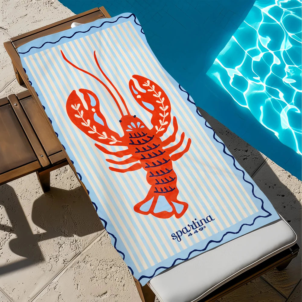 Cute Cartoon Seafood Beach Towel – Quick Dry Soft Pool Towel Quick Dry Beach Towel Peaceful Pleasures Health and Wellness z7 STJ150x260CM