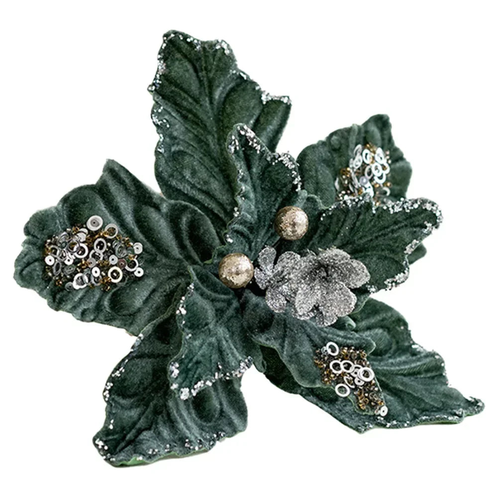 Fabric Christmas Flower Ornament 22cm | Gold, Red, White & More