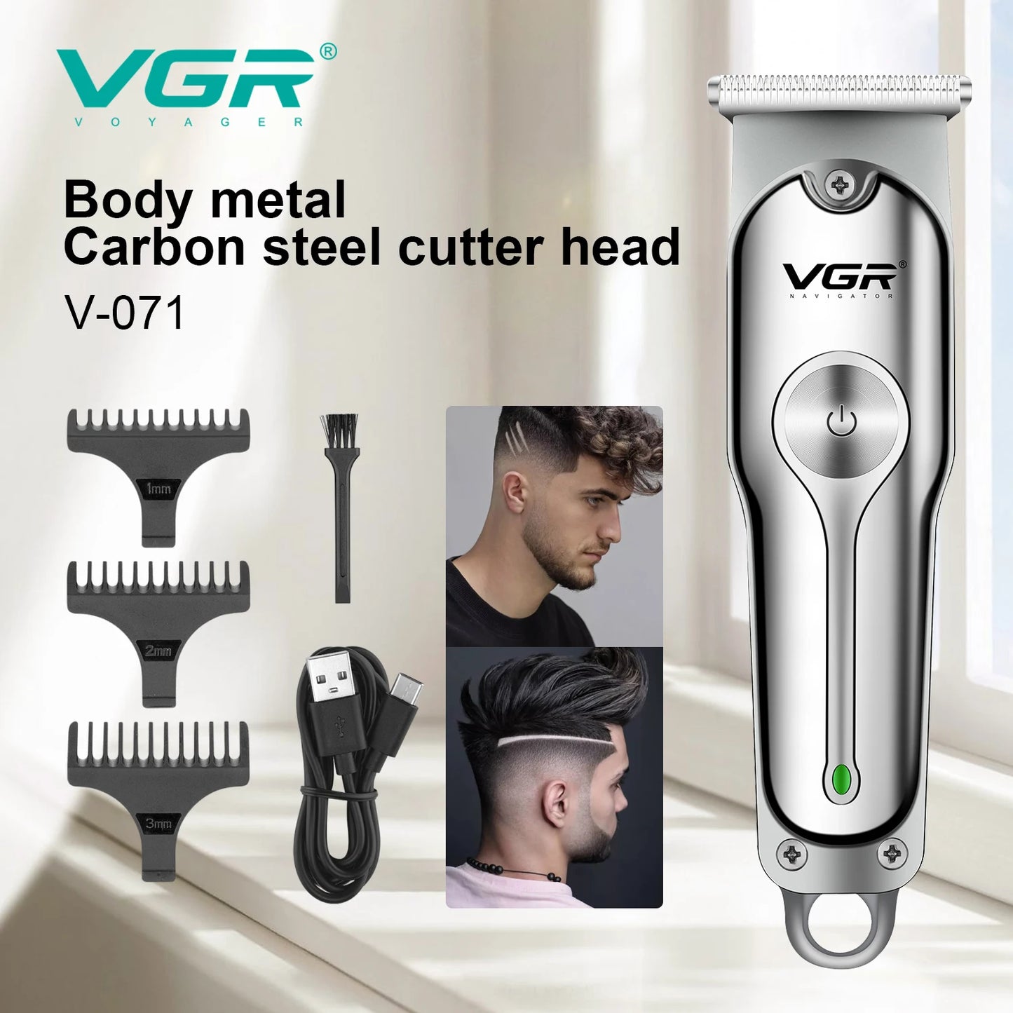 VGR 071 Hair Trimmer Professional Hair Clipper Rechargeable Hair Cutting Machine T-Blade Cordless Portable Trimmer for Men Peaceful Pleasures Health and Wellness