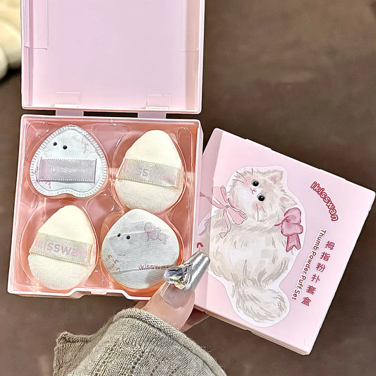 Pink Mini Finger Puff Set – Soft Velvet Makeup Sponges 5pcs Makeup Sponge Set Peaceful Pleasures Health and Wellness pink