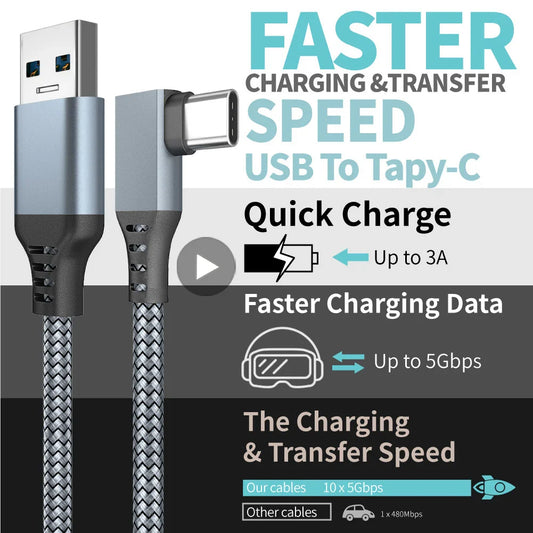 5M USB-A to USB-C VR Link Cable for Meta Quest 2 | 5Gbps VR Link Cable Oasis Select