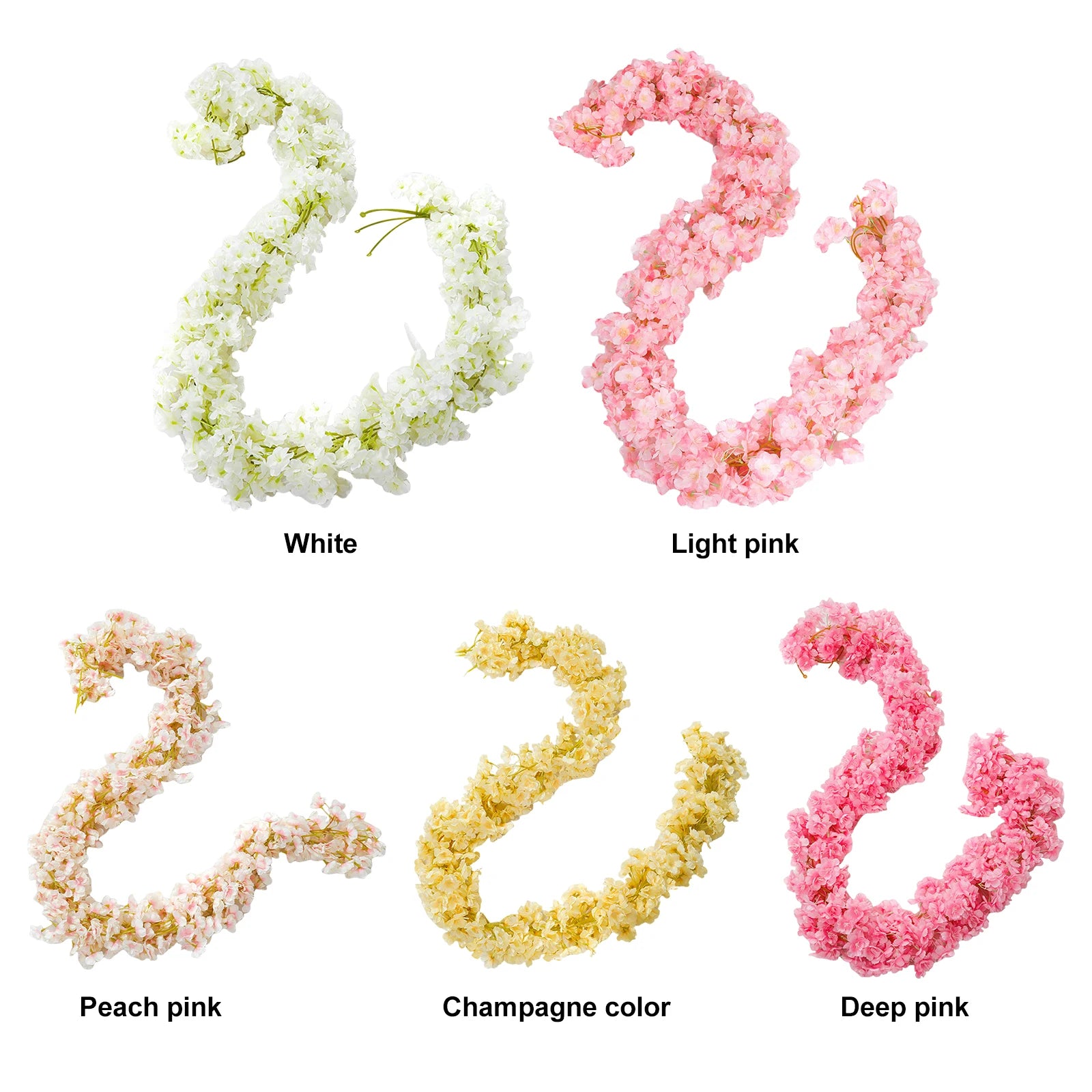 4Pcs Artificial Sakura Flowers Vine 5.9ft Artificial Cherry Blossom Garland for Wedding Party Home Arch Garden Outdoor Decor Peaceful Pleasures Health and Wellness