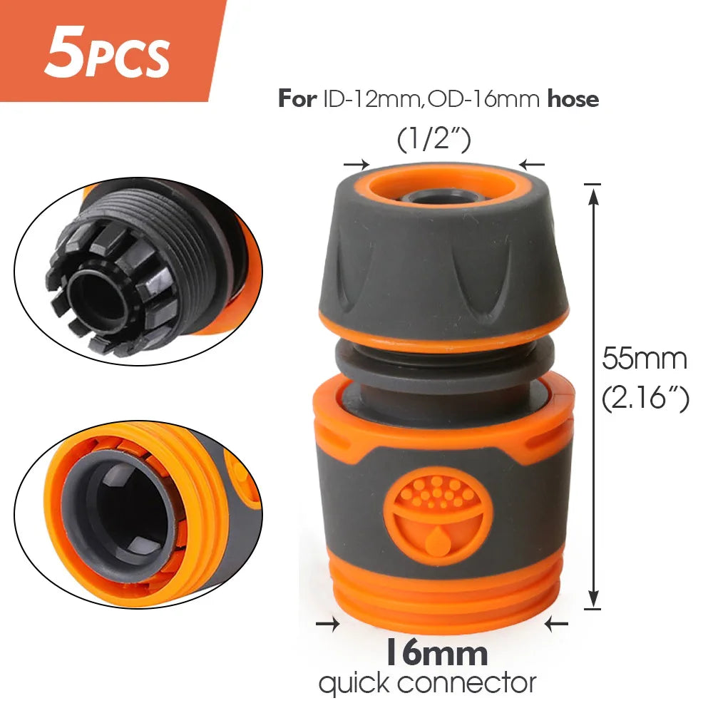 5PCS 1/2" 3/4" Garden Hose Water Tube Joint 12mm 16mm Irrigation Pipe Coupling Adapter Quick Connector for Repair Extender Peaceful Pleasures Health and Wellness A-5PCS Other