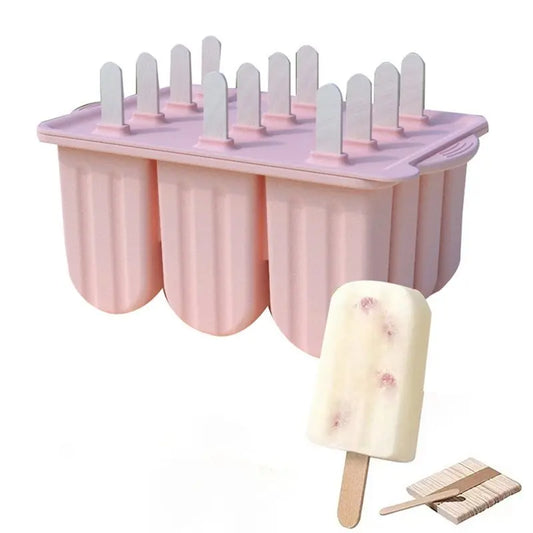 Y51A-For Summer DIY Ice Cream Kit Featuring Wooden Sticks And Silicone Popcorn Molds, Kitchen Accessories Peaceful Pleasures Health and Wellness As Shown