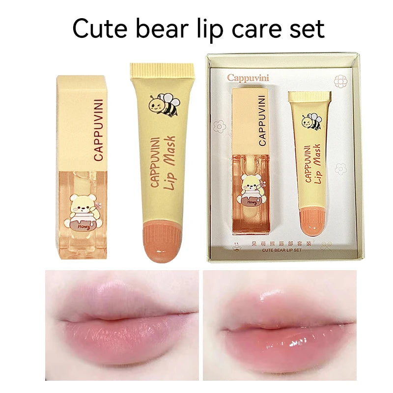 Cappuvini Honey Lip Care Set – Lip Mask & Oil for Soft Lips