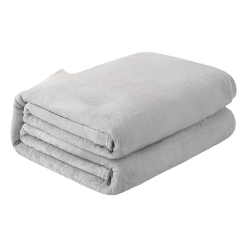 Solid Color Flannel Blanket – Soft Thickened Polyester Throw