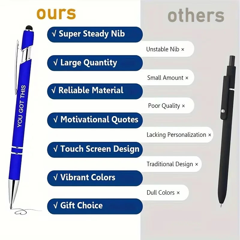 Inspirational Pens with Stylus Tips – 10/20-Piece Motivational Set