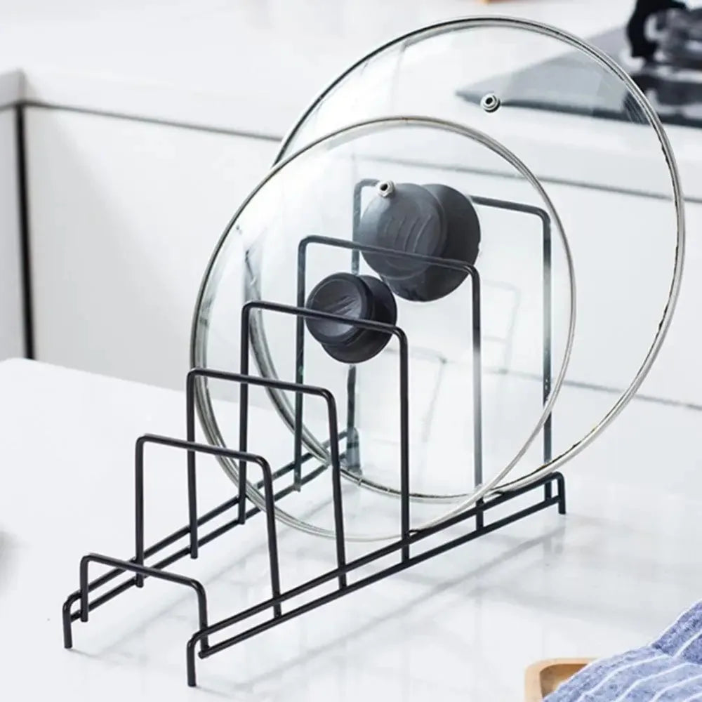 Multi-Layer Iron Pot Lid & Cutting Board Storage Rack