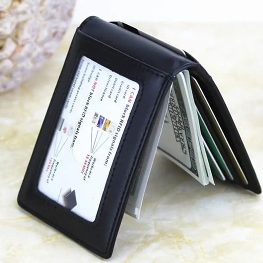 RFID Men's Slim Leather Bifold Money Clip Wallet | 10 Card Slots Bifold Money Clip Wallet Oasis Select