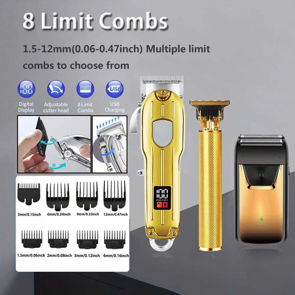 Professional Hair Clipper & Trimmer Set – Rechargeable Barber Kit Peaceful Pleasures Health and Wellness