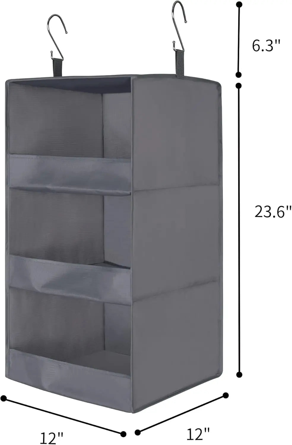 Foldable Hanging Closet Organizer 3 Shelves 2-Pack – Gray Peaceful Pleasures Health and Wellness