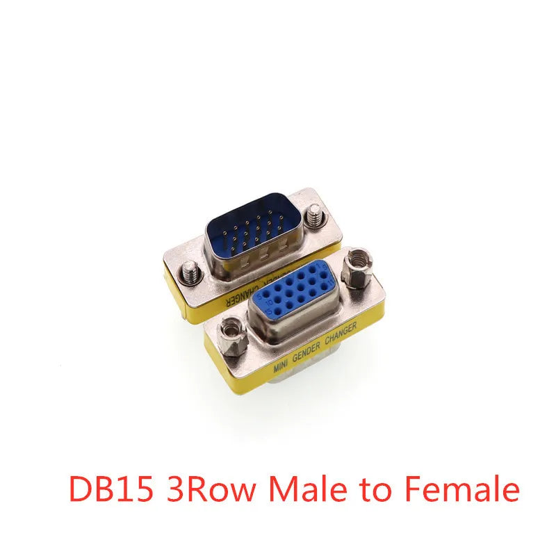 2PCS DB9 DB15 DB25 Gender Changer Adapter RS232 Com D-Sub To Male Female VGA Plug Connector 3Row 15Pin Peaceful Pleasures Health and Wellness DB15 3Row Blue F-M