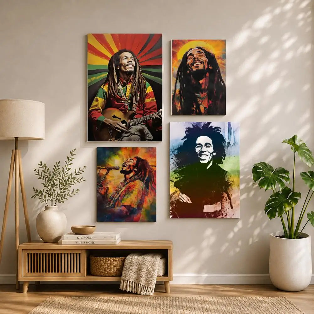 Bob Marley HD Self-Adhesive Waterproof Wall Poster | Home & Dorm Wall Art Poster Peaceful Pleasures Health and Wellness