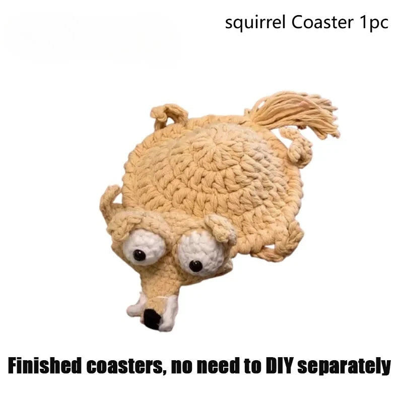 Handmade Crochet Squirrel Coaster | Heat-Resistant Non-Slip Cup Mat