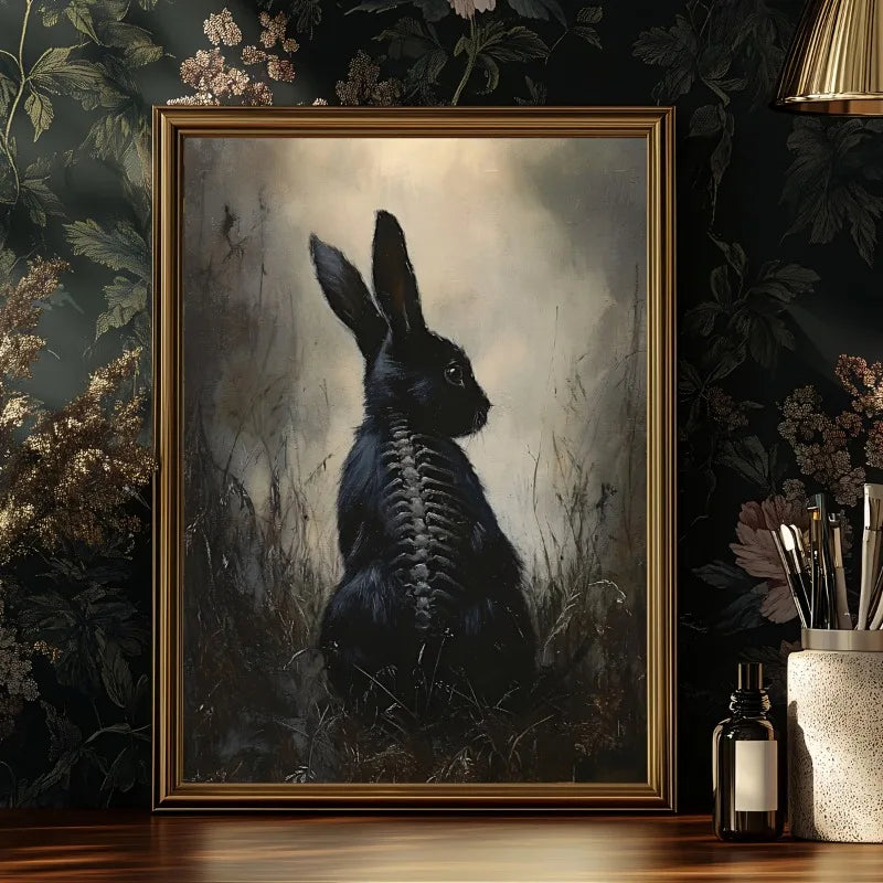 Haunted Forest Rabbit Gothic Canvas Poster | Mystical Wall Art Gothic Canvas Poster Peaceful Pleasures Health and Wellness