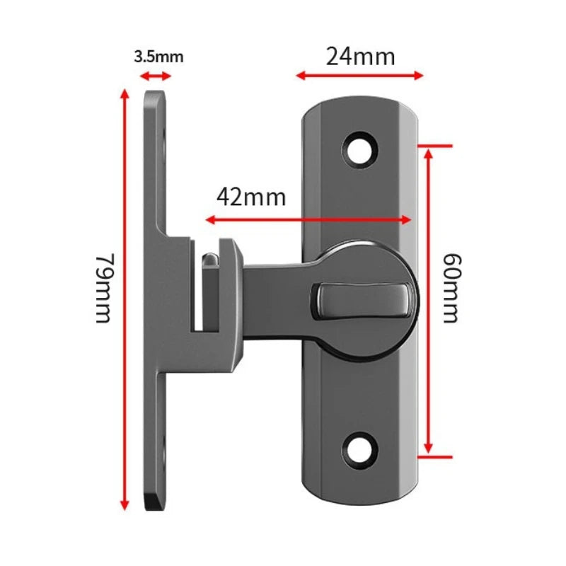 90/180 Degree Flip Door Lock Home Security Sliding Door Latch Small Gate Latches Hardware Anti-theft Lock Zinc Alloy Door Bolts Peaceful Pleasures Health and Wellness