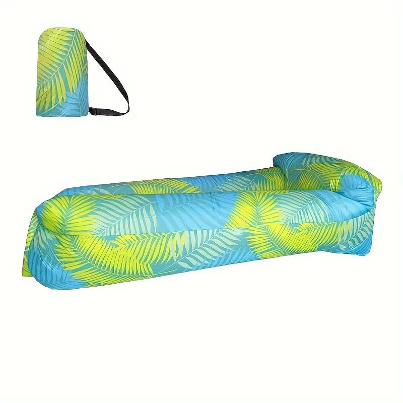 Outdoor Lazy Inflatable Sofa For Nap, Portable Air Mattress For Picnic, Camping Inflatable Mattress, Air Bed For Music Festival Peaceful Pleasures Health and Wellness Green Leaf Pillow 1