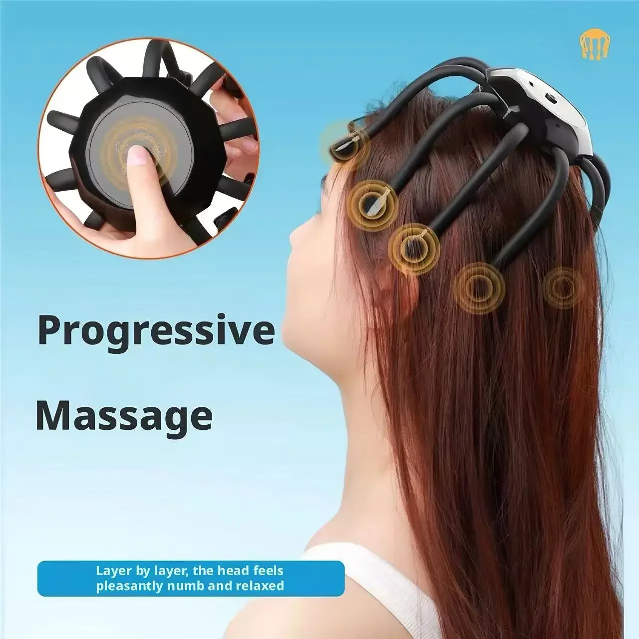 Portable Octopus Head Massager Electric Scalp Massager Multi-Mode Vibration Relax Device for Stress Relief Sleep Improvement Peaceful Pleasures Health and Wellness