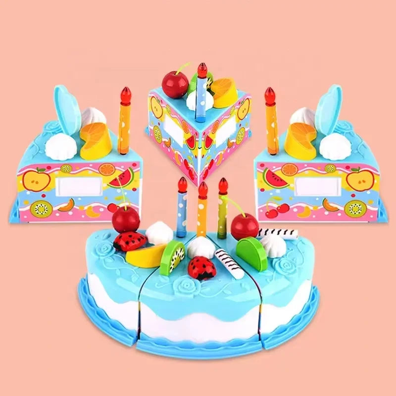 Kids DIY Birthday Cake Cutting Toy – Pretend Play Kitchen Set