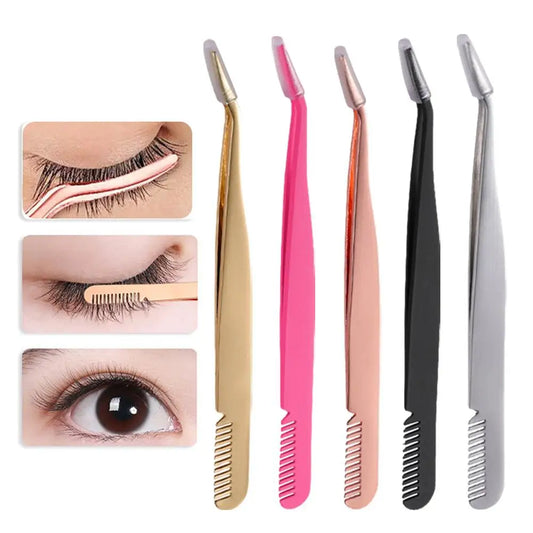 Stainless Steel Eyelash Extension Tweezers – Curved & Straight Eyelash Tweezers Peaceful Pleasures Health and Wellness