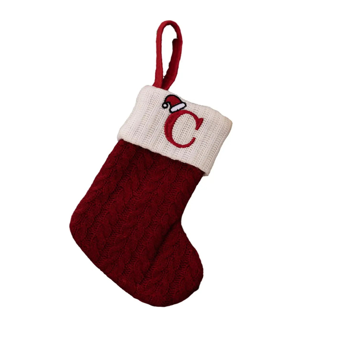 Knitted Christmas Stocking Ornament – Snowflake & Alphabet