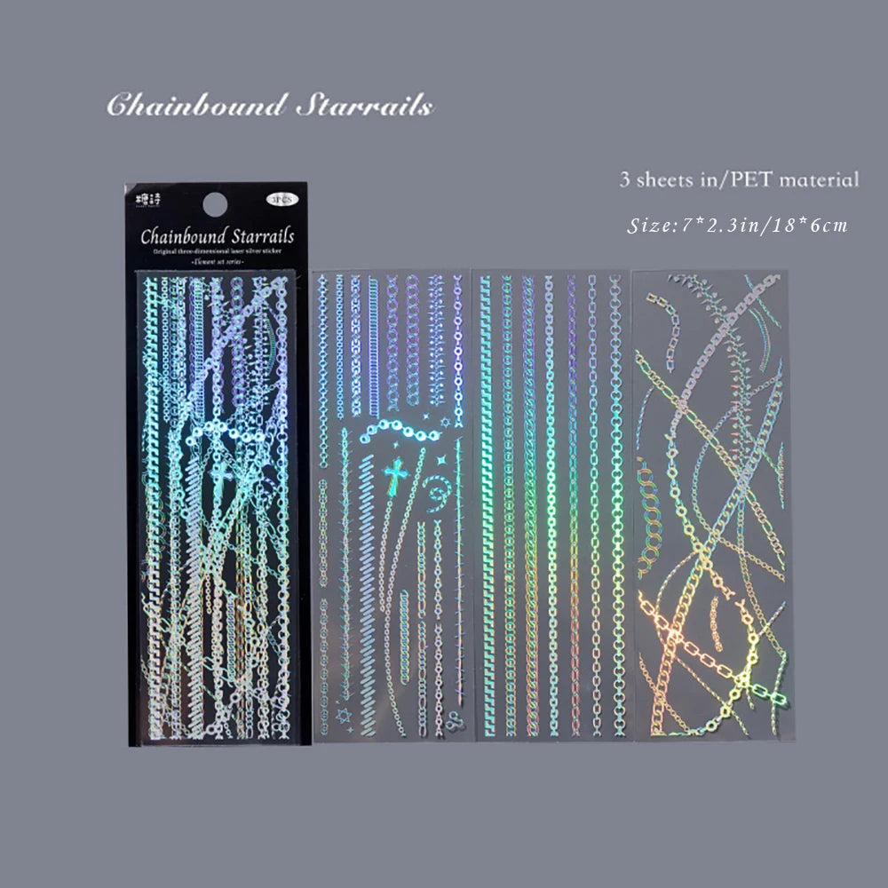 3 Sheets Element Collection Series Laser Stickers Ins Versatile