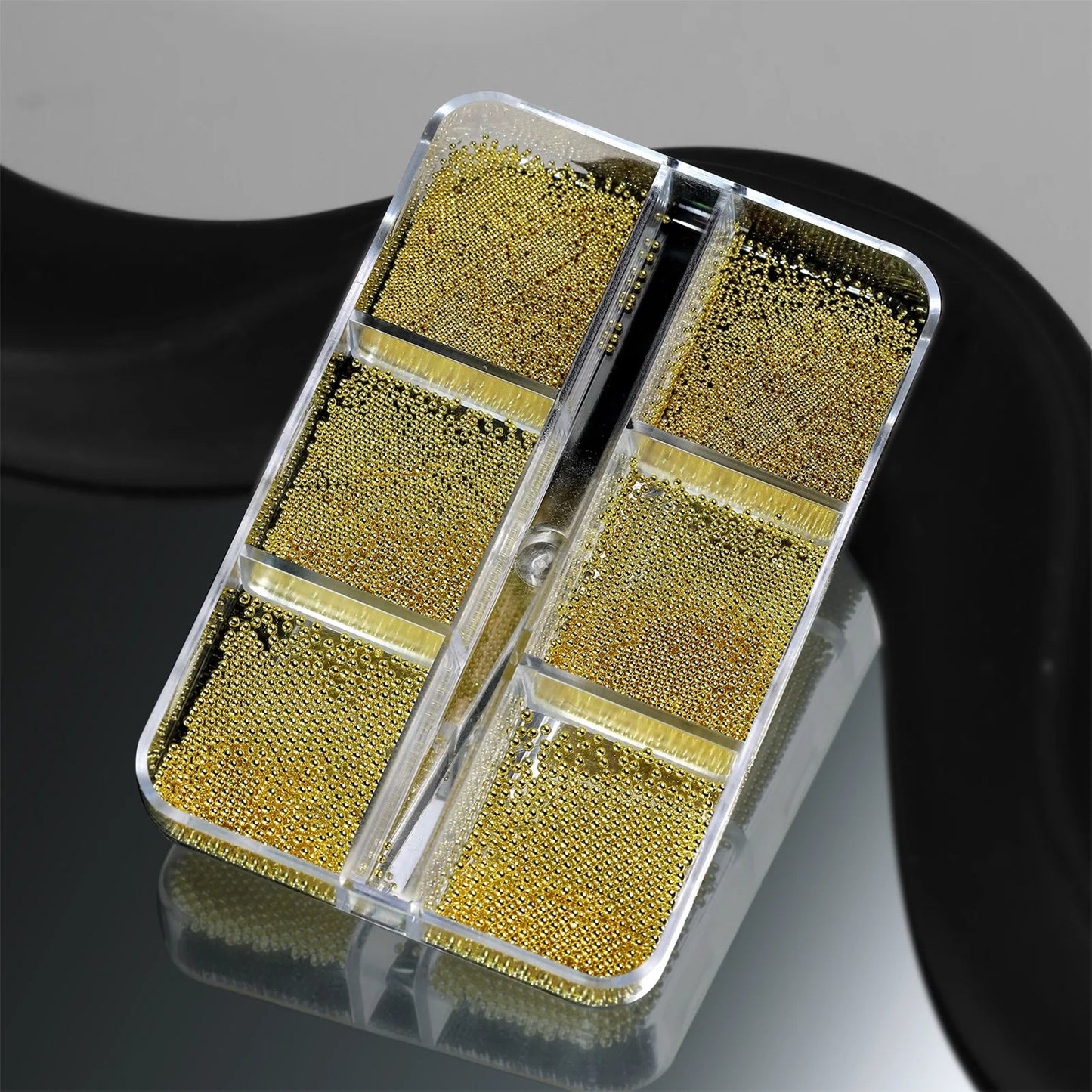 Alloy Small Steel Beads Nail Art Decoration Kit 6 Grids Gold Silver Mixed Colors Diy Manicure Charms For Home Salon Use Peaceful Pleasures Health and Wellness Gold