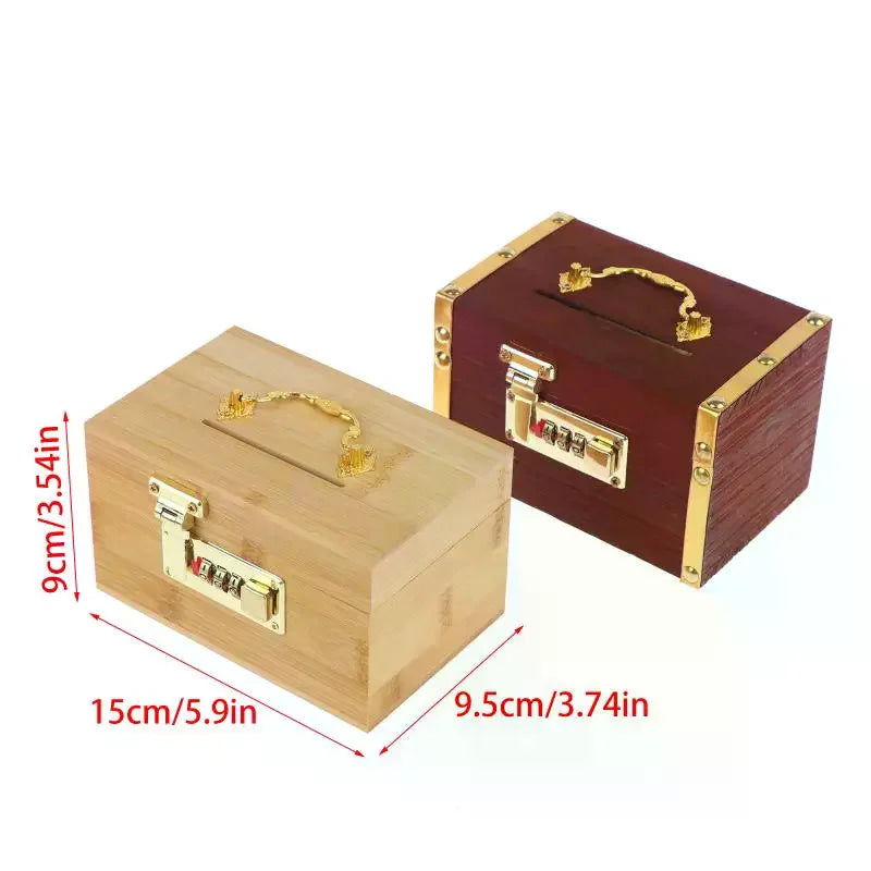Wooden Combination Lock Treasure Box | Decorative Savings Bank