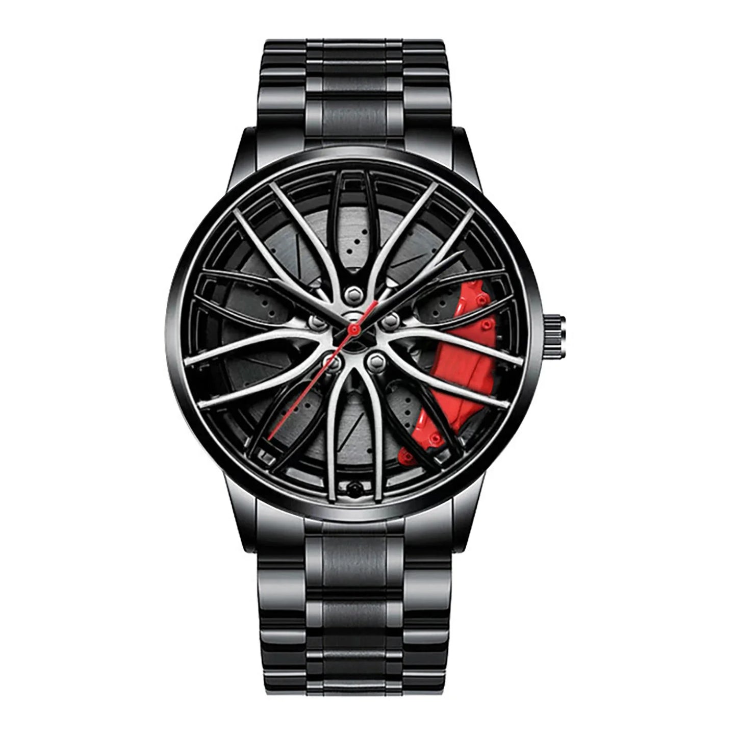 Men's Car Rim Quartz Watch – Leather Strap Round Dial