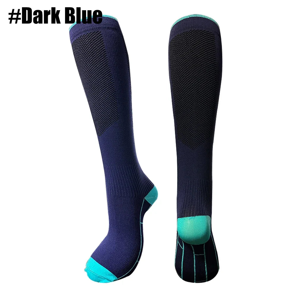 WEFITON 1Pair Compression Socks for Women and Men 20-30mmHg-Circulation Support Socks - for Running, Athletic,Flight Sock，Sports Peaceful Pleasures Health and Wellness Dark Blue-1Pair S/M