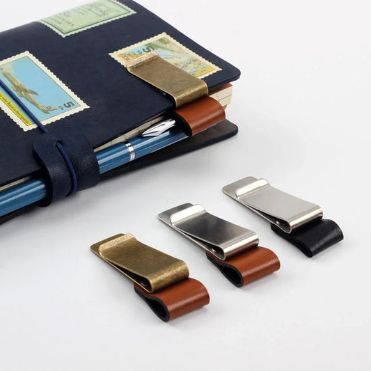 Retro Leather Notebook Clip – Pen Holder & Bookmark Notebook Pen Clip Oasis Select