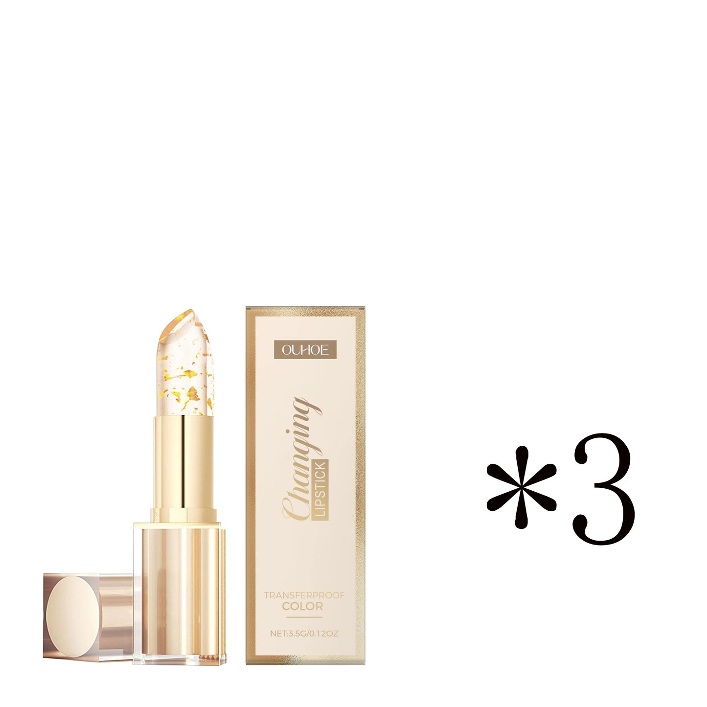 Ouhoe Gold Foil Color-Changing Nourishing Lipstick | Glossy Lips