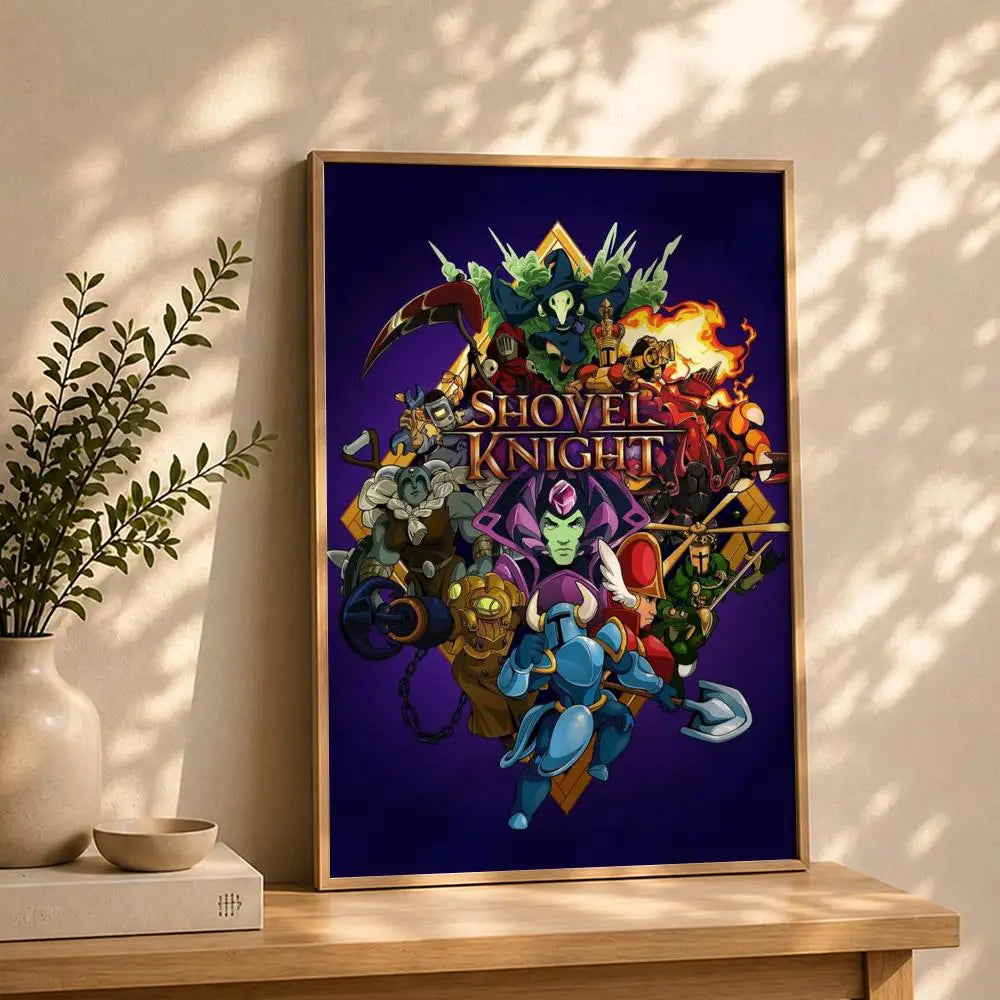 Game S-Shovel KnightS Poster HD Self Adhesive Waterproof Wall Art Ideal for Home Office Dorm Bedroom Great Gift Peaceful Pleasures Health and Wellness White13 30X40cmNoframe