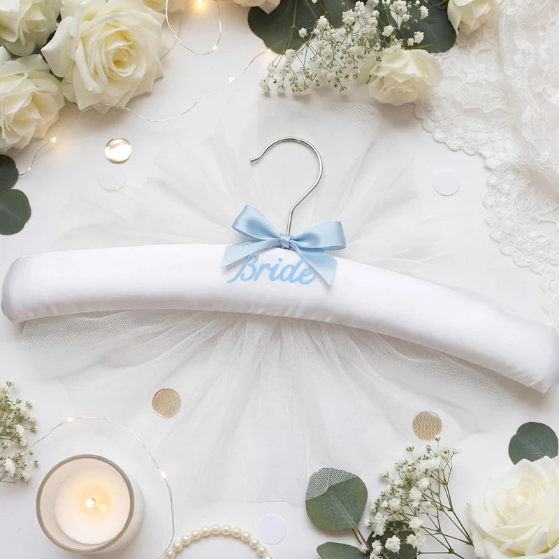 Bride Sponge Hanger Blue Bows | Bridal Shower Gift Bridal Dress Hanger Peaceful Pleasures Health and Wellness hanger 38cm
