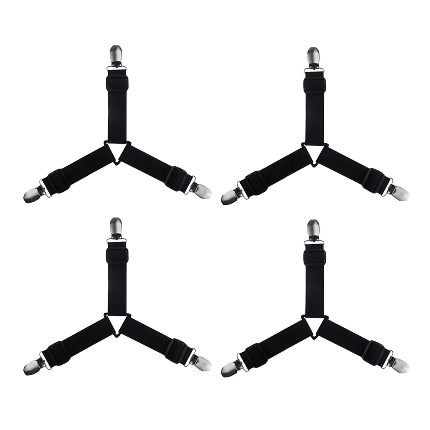 4-Pack Elastic Bed Sheet Holder Straps – 3-Way Corner Clips