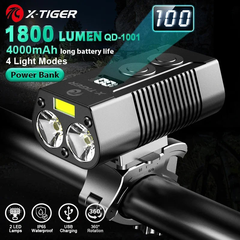 X-TIGER USB Rechargeable Bike Light – 1600 Lm, IPX6 Waterproof