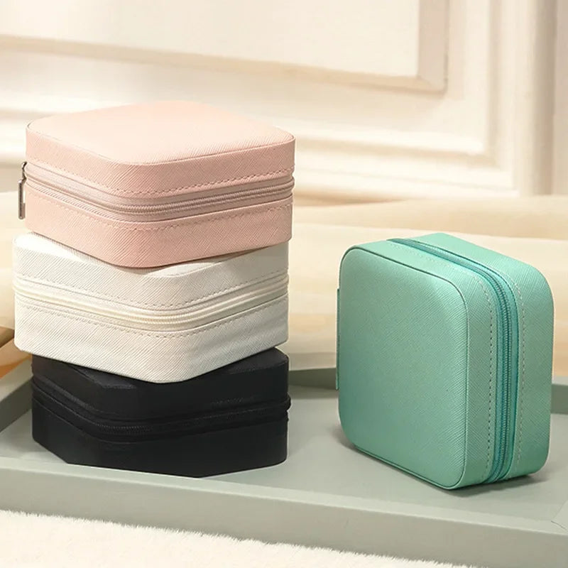 Portable Leather Jewelry Travel Organizer Box | Rings & Earrings