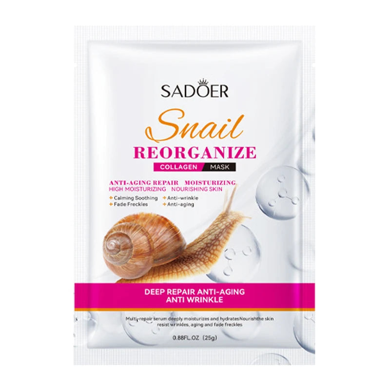 SADOER Snail Collagen Face Mask Firming & Hydrating – 5 Pack