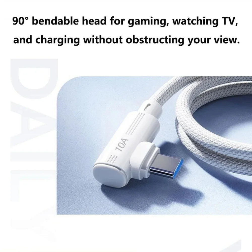 240W USB-C 90° Right Angle Fast Charging Cable 10A Nylon