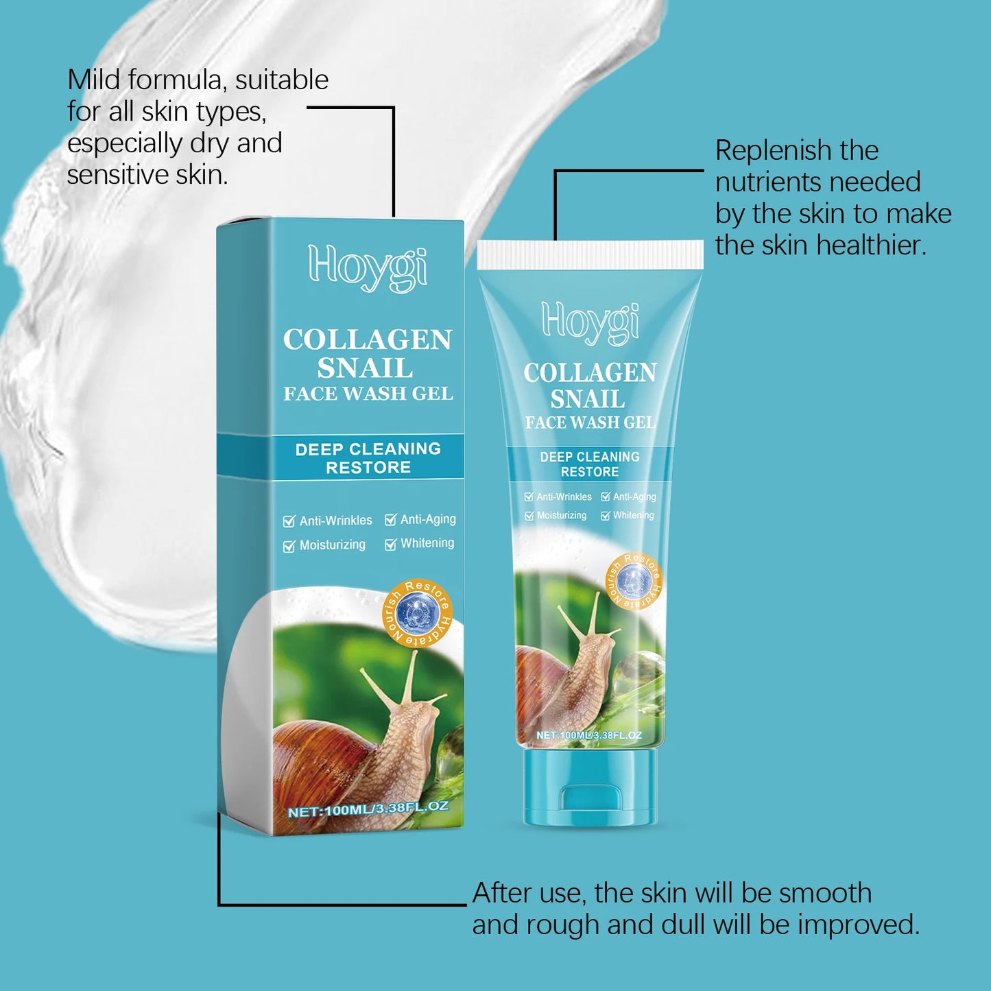 Collagen Snail Cleansing Gel – Pore-Minimizing Facial Cleanser