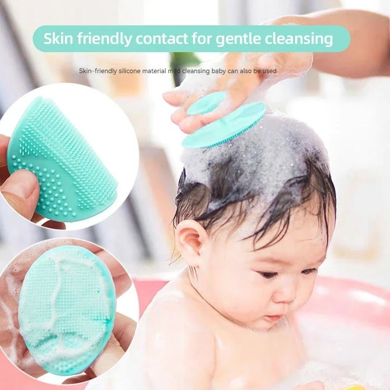 Silicone Face Wash Brush Clean Pores Baby Shampoo Brush Baby Bath Brush Soft Hair Round Shampoo Comb Home Use Peaceful Pleasures Health and Wellness