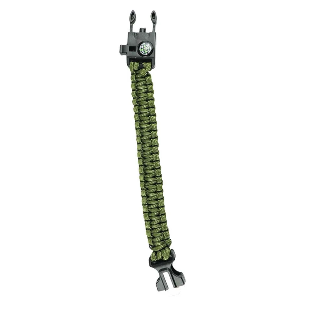 (No flint) Outdoor Survival Umbrella Rope SOS Bracelet Emergency Rescue Bracelet EDC Camping Survival Compass Whistle Peaceful Pleasures Health and Wellness