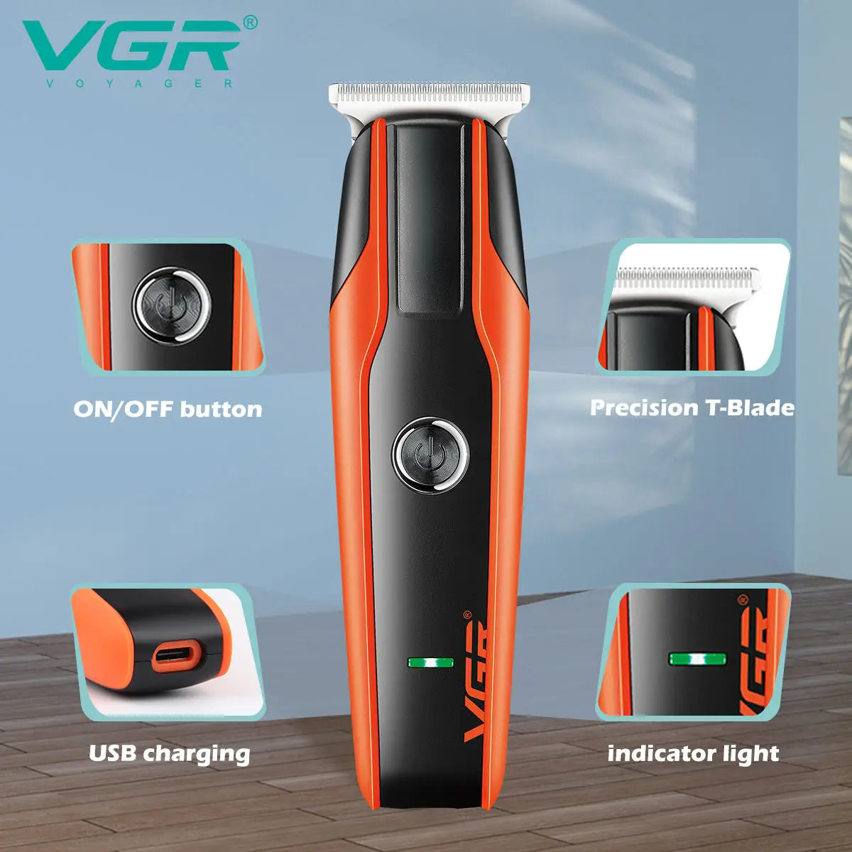 VGR 999 new electric clipper USB rechargeable oil head carving hair clipper electric pusher hair trimmer Peaceful Pleasures Health and Wellness