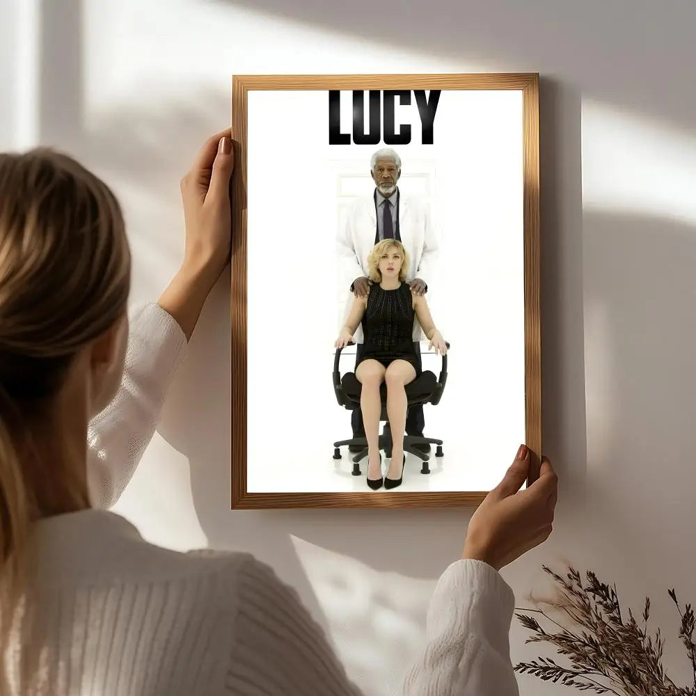 Movie L-Lucy Poster HD Self Adhesive Waterproof Wall Art Ideal for Home Office Dorm Bedroom Great Gift Peaceful Pleasures Health and Wellness White6 30X40cmNoframe