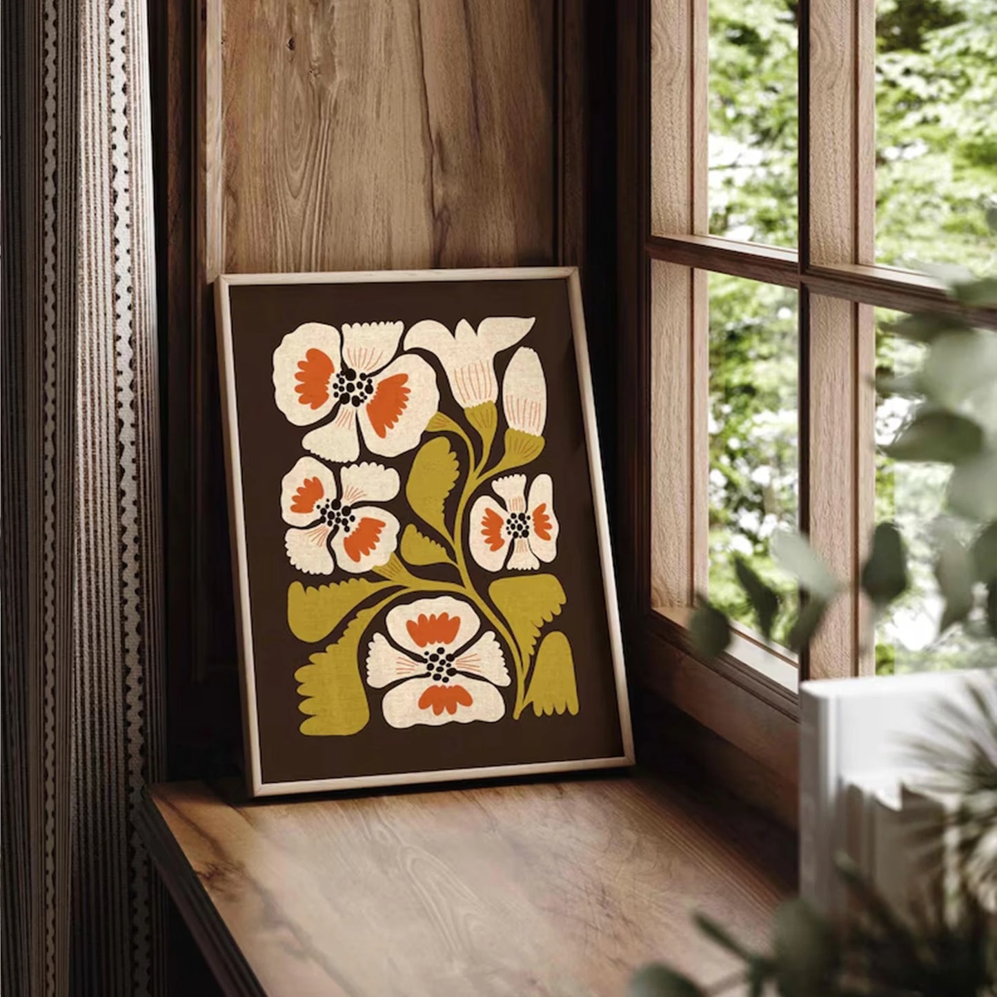 Retro Matisse Botanical Flower Canvas Wall Art Print | Decor