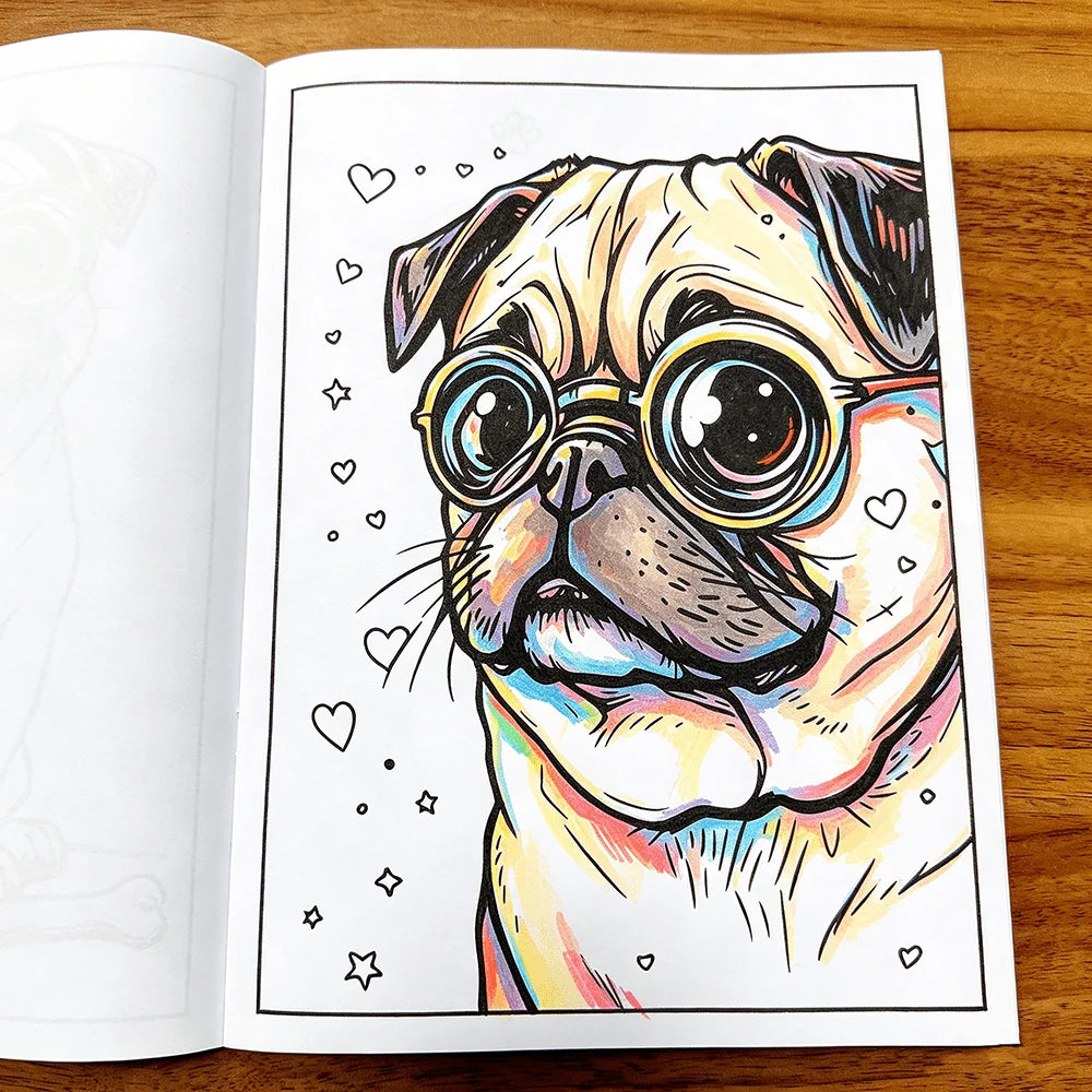 Adorable Pug Dog Coloring Book 28 Pages Cute Cartoon Illustrations