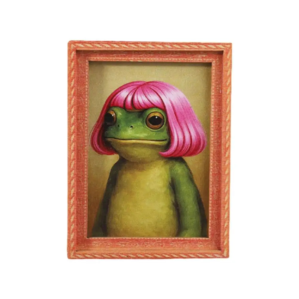 Funny Frog Wooden Fridge Magnet | Cute Retro Photo Frame Decor