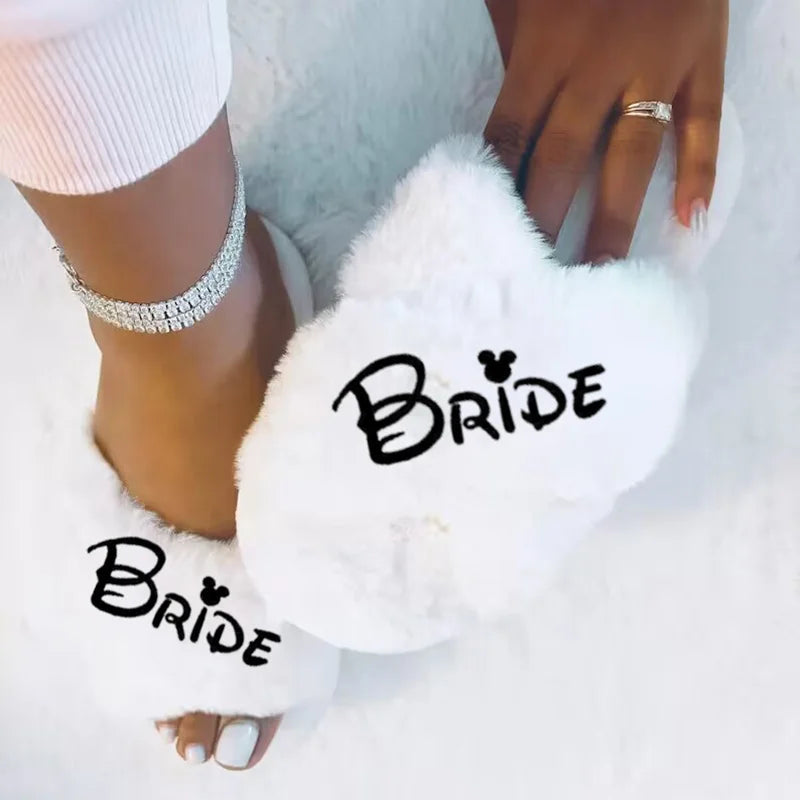 Bride Fluffy Slippers | Bachelorette & Bridal Shower Gift Bridal Fluffy Slippers Peaceful Pleasures Health and Wellness